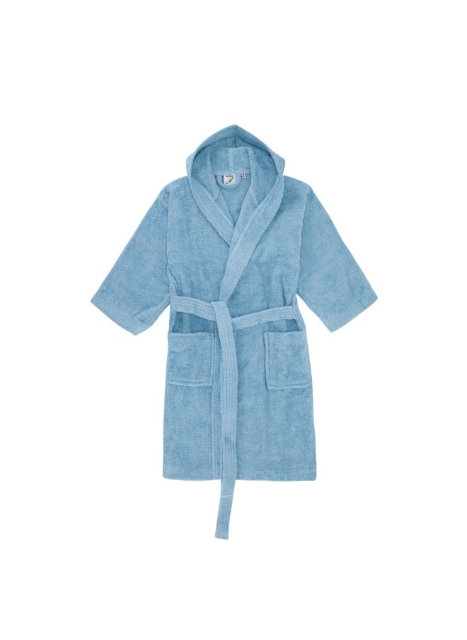 Daffodil (Light Blue) Premium 8 yr Kids Hooded Bathrobe Terry Cotton, Highly Absorbent and Quick dry, Hotel and Spa Quality Bathrobe for Boy and Girl-400 Gsm