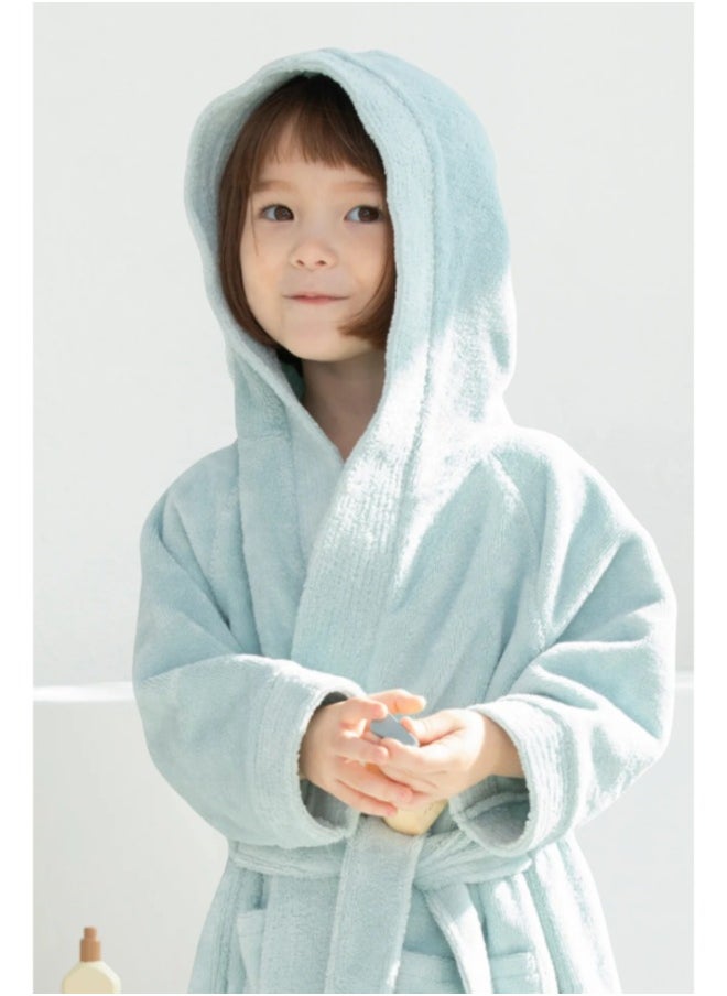 Daffodil (Light Blue) Premium 8 yr Kids Hooded Bathrobe Terry Cotton, Highly Absorbent and Quick dry, Hotel and Spa Quality Bathrobe for Boy and Girl-400 Gsm