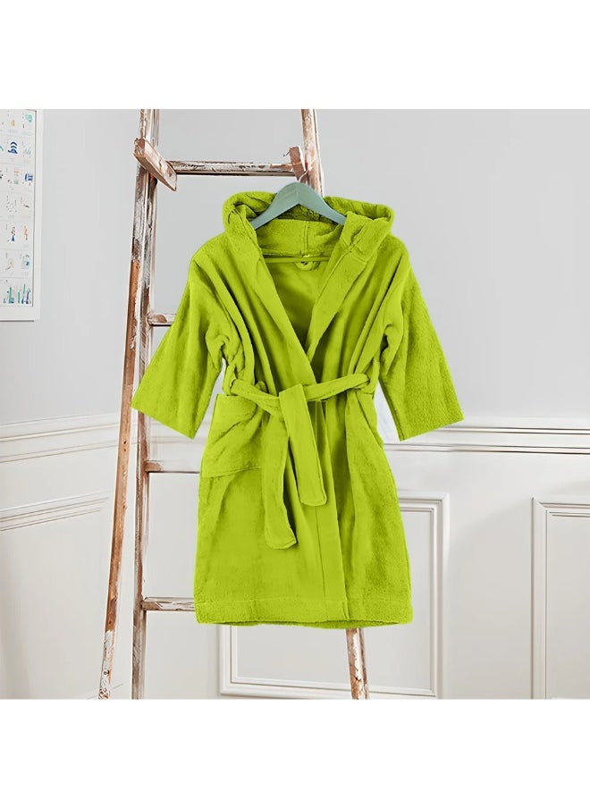 Daffodil (Green) Premium 6 Year Kids Hooded Bathrobe (108x104 Cm) Terry Cotton, Highly Absorbent and Quick dry, Hotel and Spa Quality Bathrobe for Boy and Girl-400 Gsm