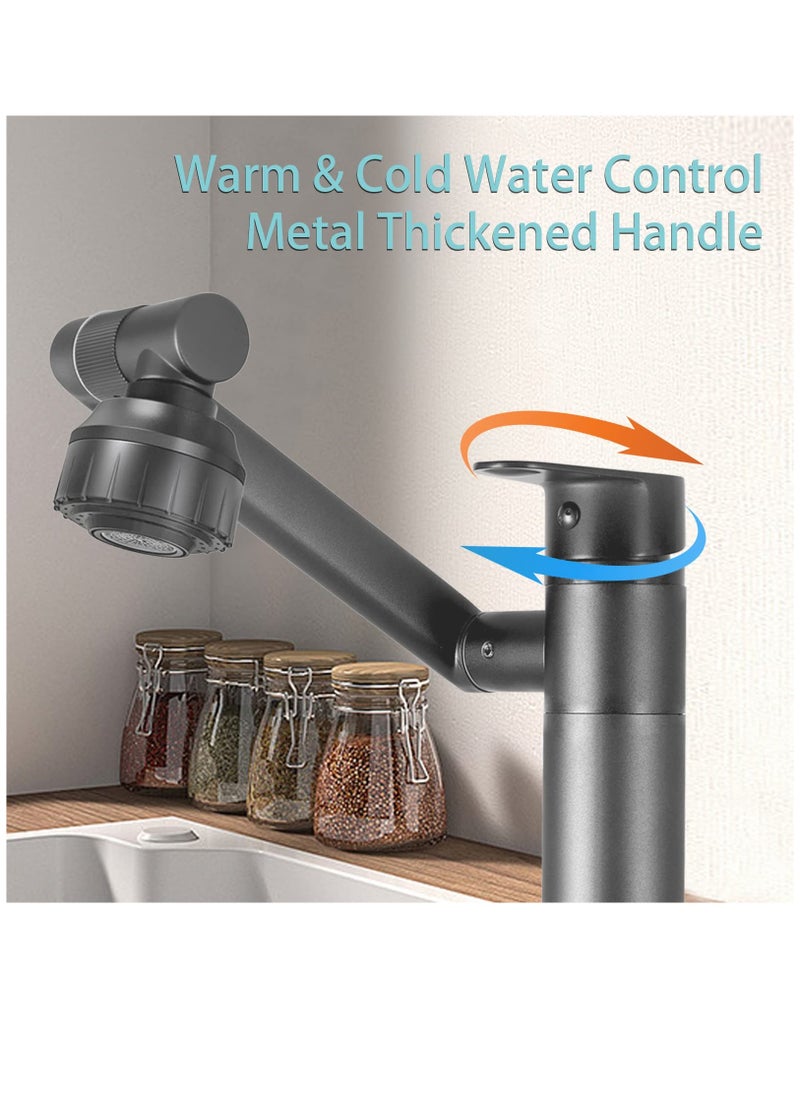 360 Degree Swivel Faucet, Bathroom Sink Faucet w/Big Angle Rotate Spray, Multifunctional 2 Water Mode Robotic Arm Faucet w/Water Gloss, Kitchen Sink Faucet for Bathroom, Kitchen