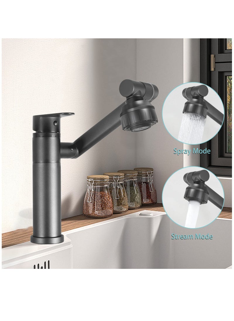 360 Degree Swivel Faucet, Bathroom Sink Faucet w/Big Angle Rotate Spray, Multifunctional 2 Water Mode Robotic Arm Faucet w/Water Gloss, Kitchen Sink Faucet for Bathroom, Kitchen