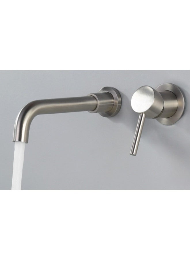 Wall Mount Faucet Bathroom washroom Sink Taps Basin Mixer Brushed Nickel