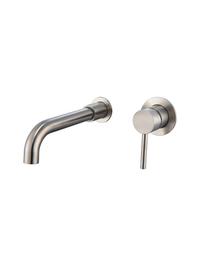 Wall Mount Faucet Bathroom washroom Sink Taps Basin Mixer Brushed Nickel