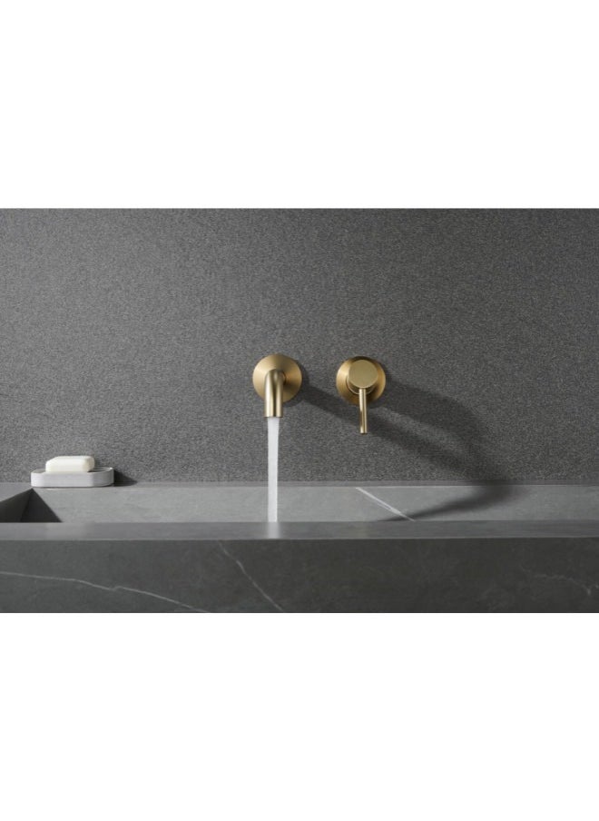 Wall Mount Bathroom Faucet Concealed Basin Mixer Taps Brushed Gold