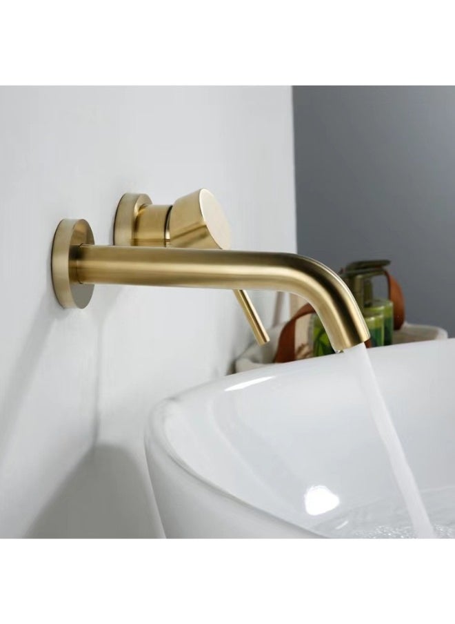 Wall Mount Bathroom Faucet Concealed Basin Mixer Taps Brushed Gold