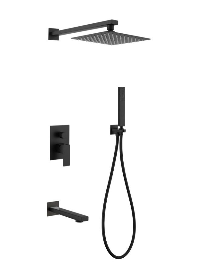 Luxury Hotel Bathroom Shower Set Wall Concealed Black Showers Kit