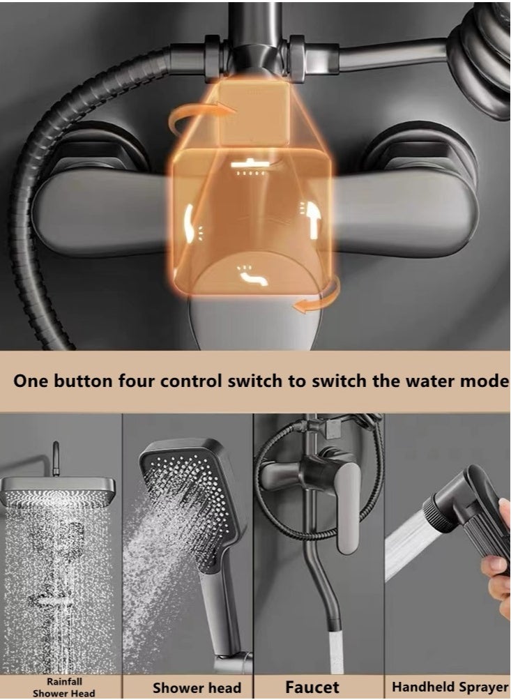 1-Set Bathroom Shower Head Set Shower System Stainless Steel/Copper Gun Grey