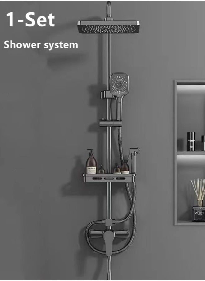 1-Set Bathroom Shower Head Set Shower System Stainless Steel/Copper Gun Grey