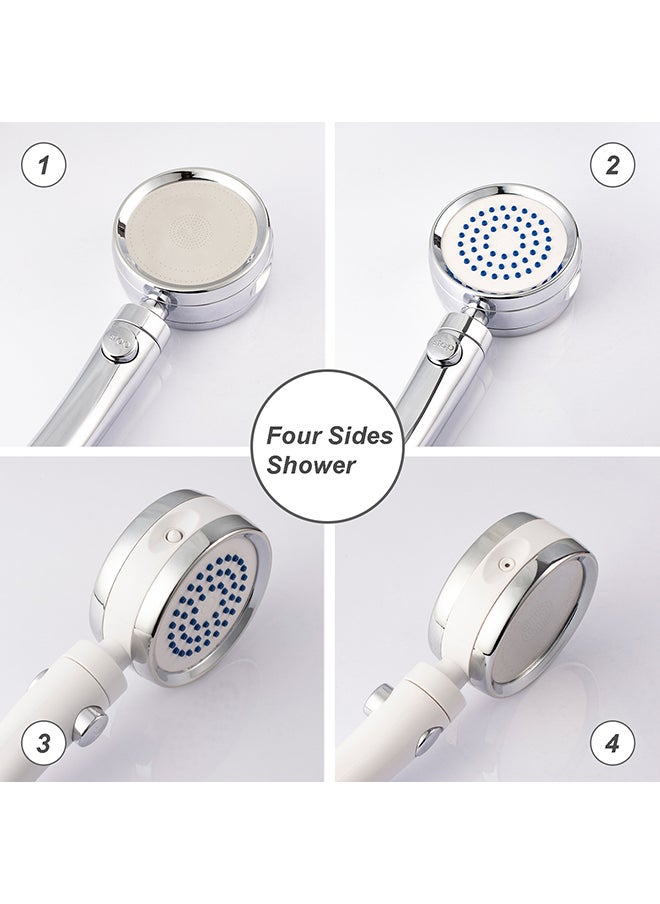 High Pressure Adjustable Handheld Shower Head Silver 27cm