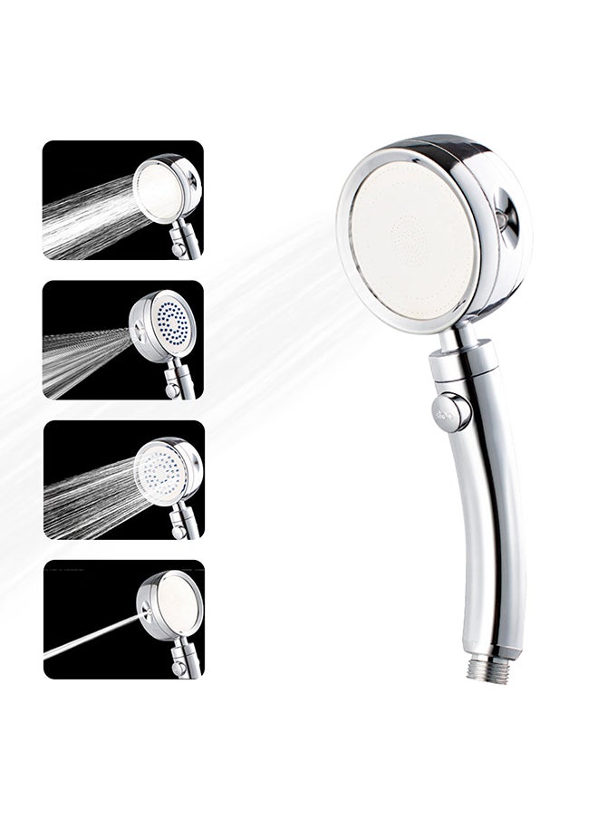 High Pressure Adjustable Handheld Shower Head Silver 27cm