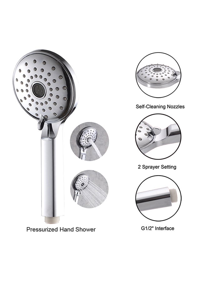 High Pressure Handheld Shower Head Silver