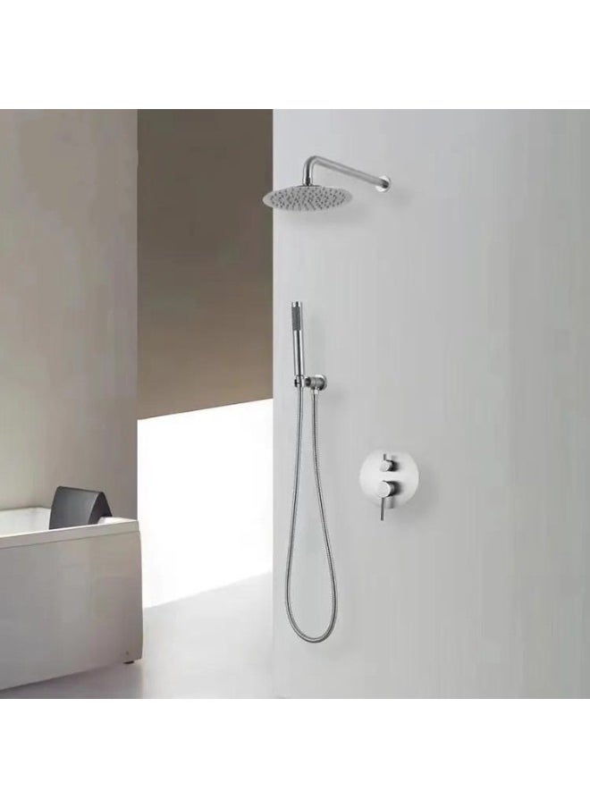 Brushed Nickel Wall Mount Concealed Shower Faucet Mixer Kit 2 Functions