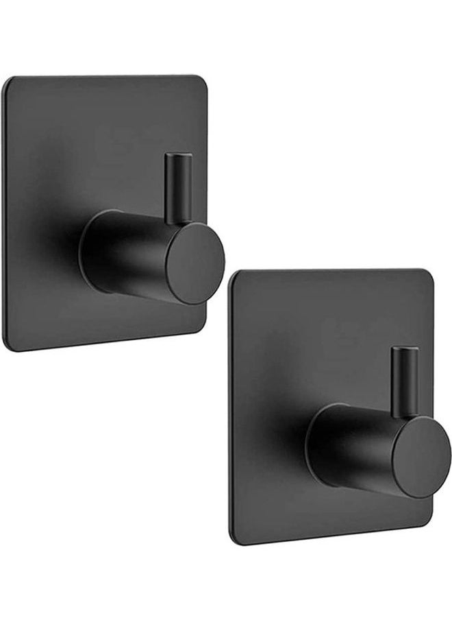 2-Piece Stainless Steel Hanging Coat, Hat,Towel Robe Hook for Bathroom and Bedroom Black 4.5 x 4.5 x 2.6cm