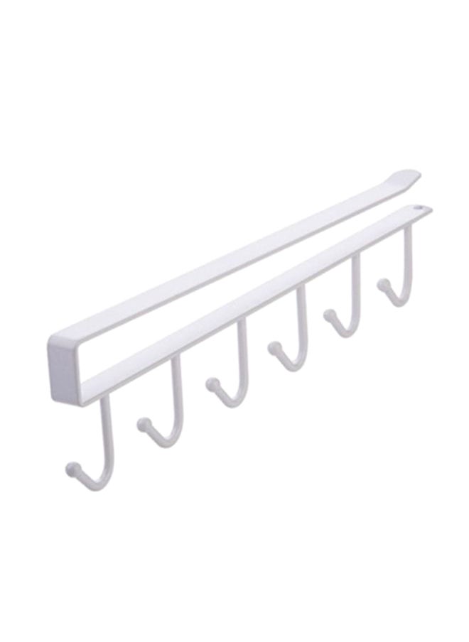 6 Pin Cloth Hook Hanger For Kitchen White 26x6.6cm