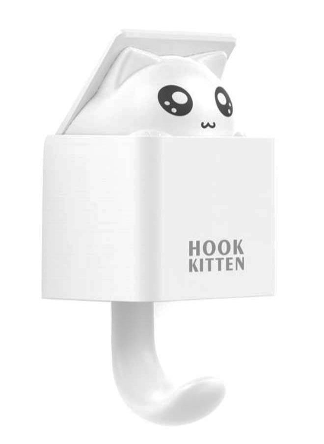 Kitten Cartoon Towel Hook White