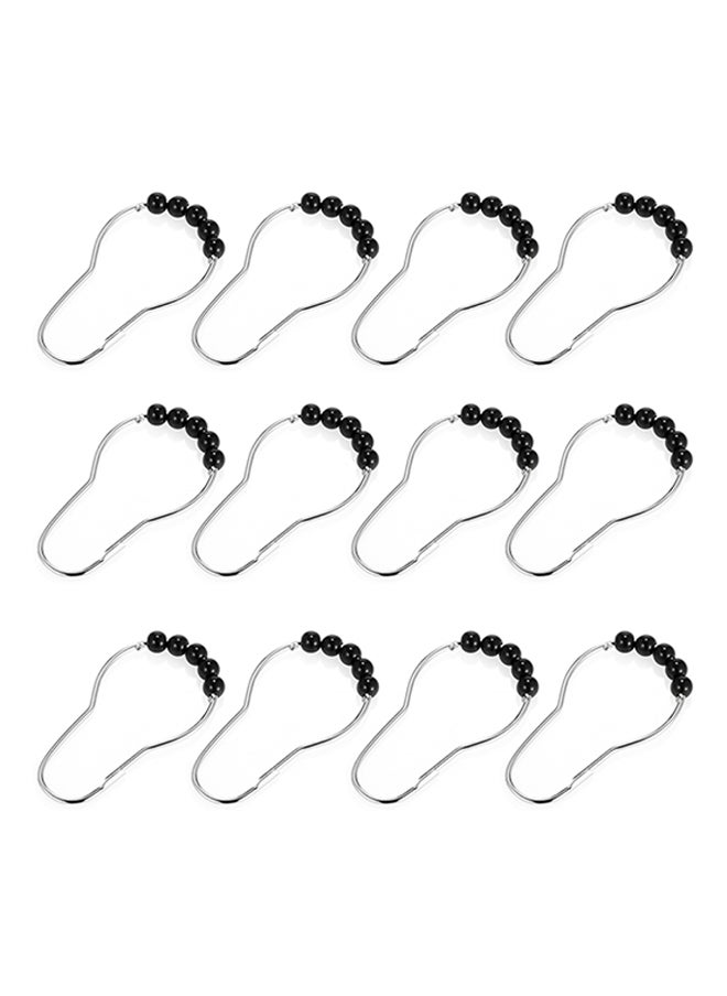 12-Piece Shower Curtain Ring Set Black 0.085kg