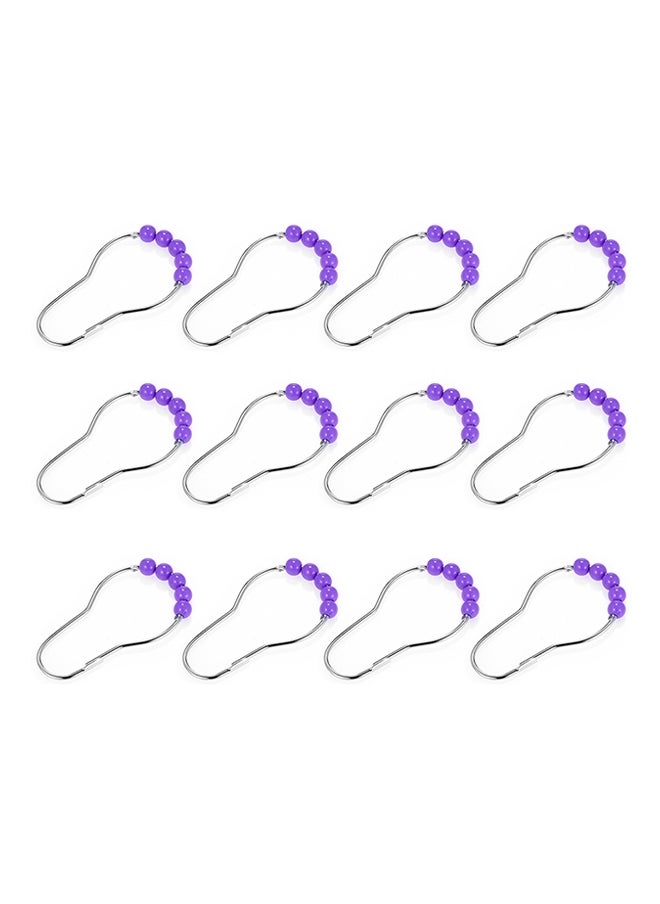 12-Piece Shower Curtain Ring Set Deep Purple 0.085kg