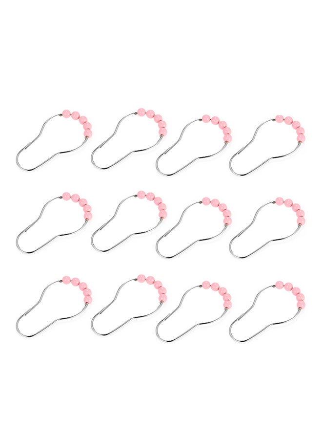 12-Piece Shower Curtain Ring Set Pink 0.085kg