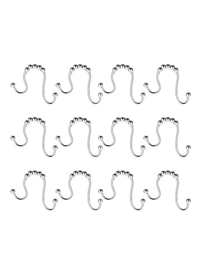 12-Piece Rustproof Shower Curtain Hook Set Silver 0.378kg