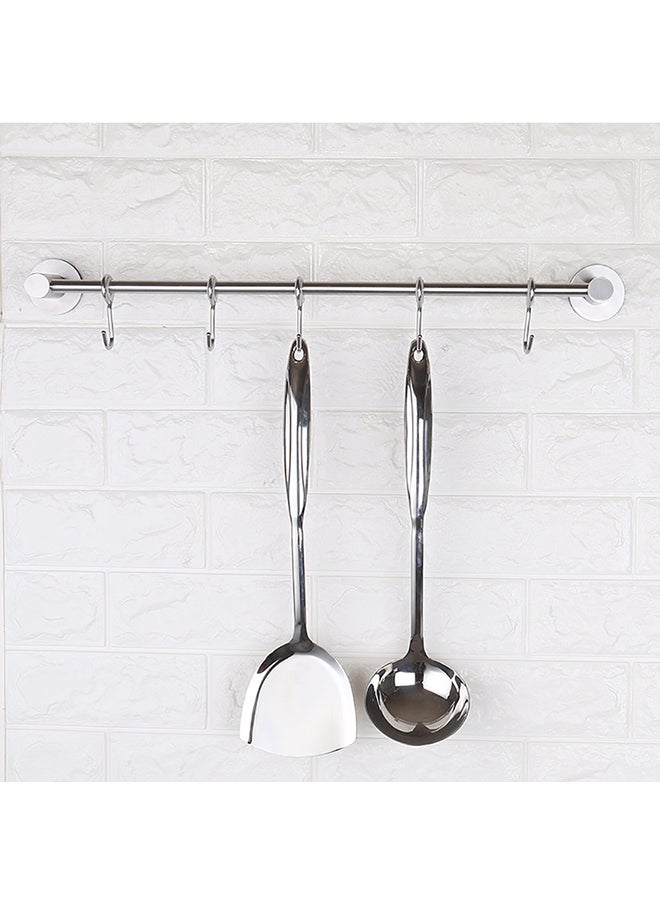 5-Hooks Multi-Purpose Adhesive Sliding Hanging Rack Silver 41 x 7cm