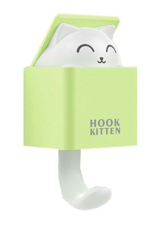 Kitten Cartoon Towel Hook Green/White