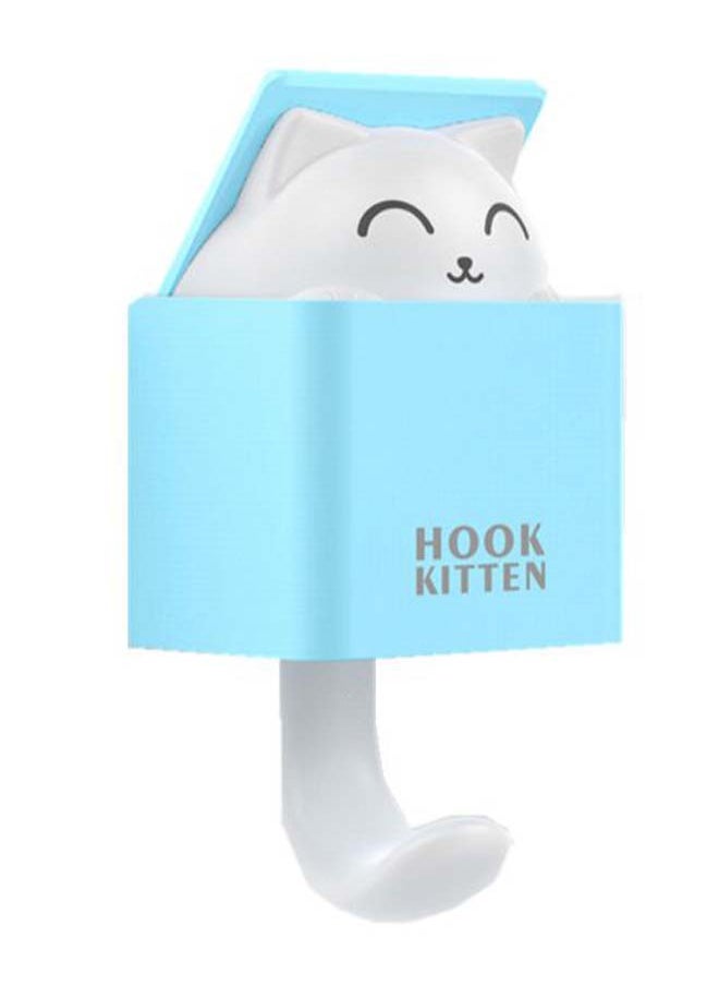 Kitten Cartoon Towel Hook Blue/White