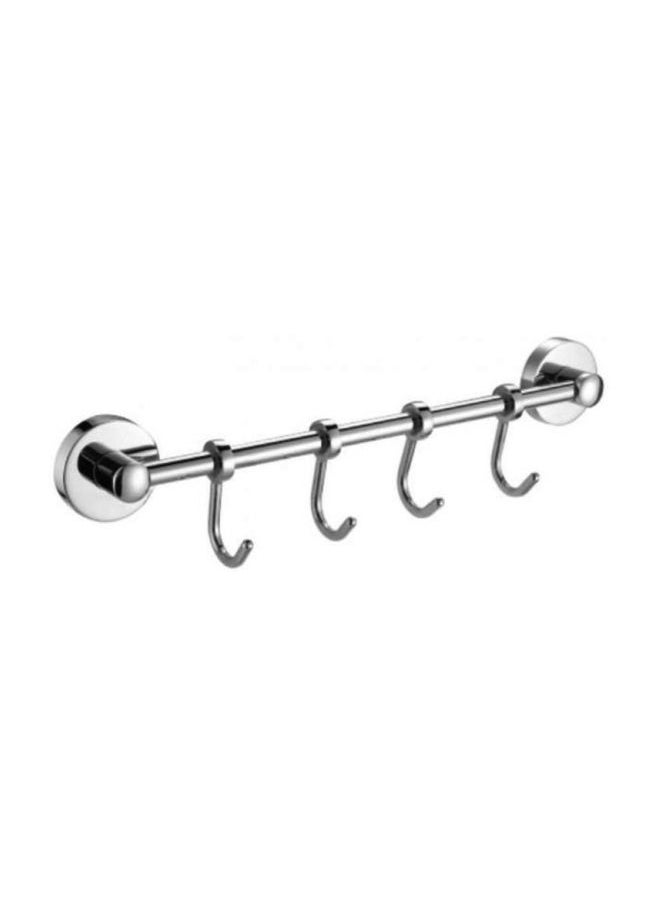 4 Movable Towel Hooks Silver