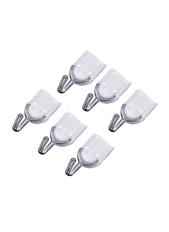 6-Piece Adhesive Hook White 45 x 24mm