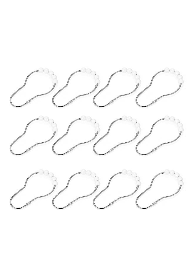 12-Piece Shower Curtain Ring Set White 0.085kg