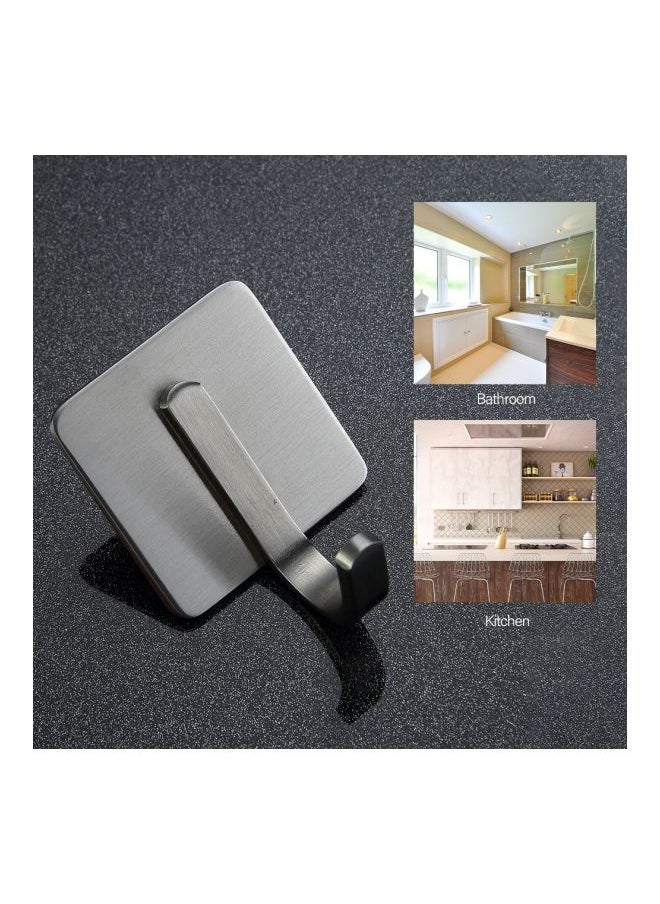 4-Piece Stainless Steel Towel Hook Set Silver 4x4centimeter