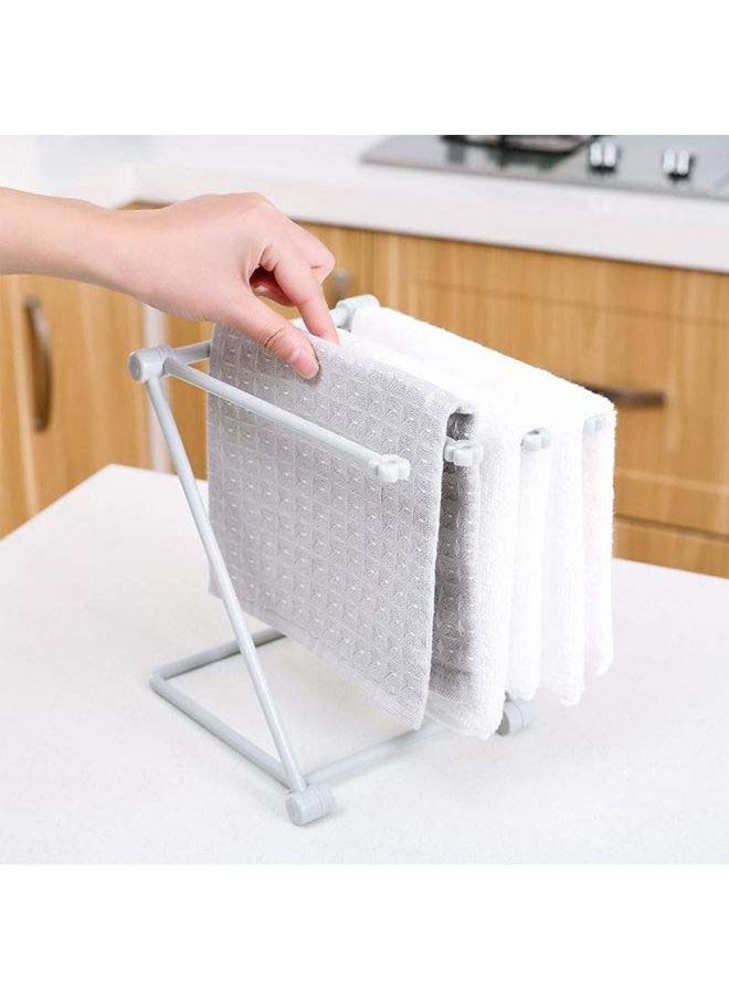 4-Bars Arms Foldable Towel Drying Rack Holder Beige 18.50x3.00x16.00cm