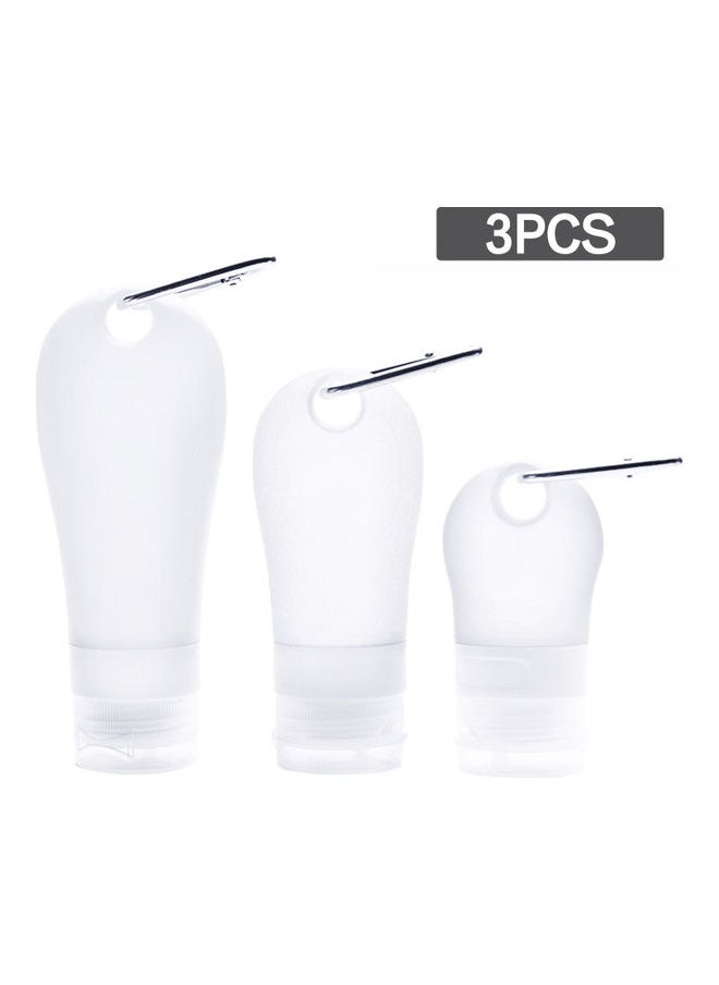 3 Piece Silicone Travel Bottles Keychain Toiletry Set White 22.00 X 10.00 X 15.00cm