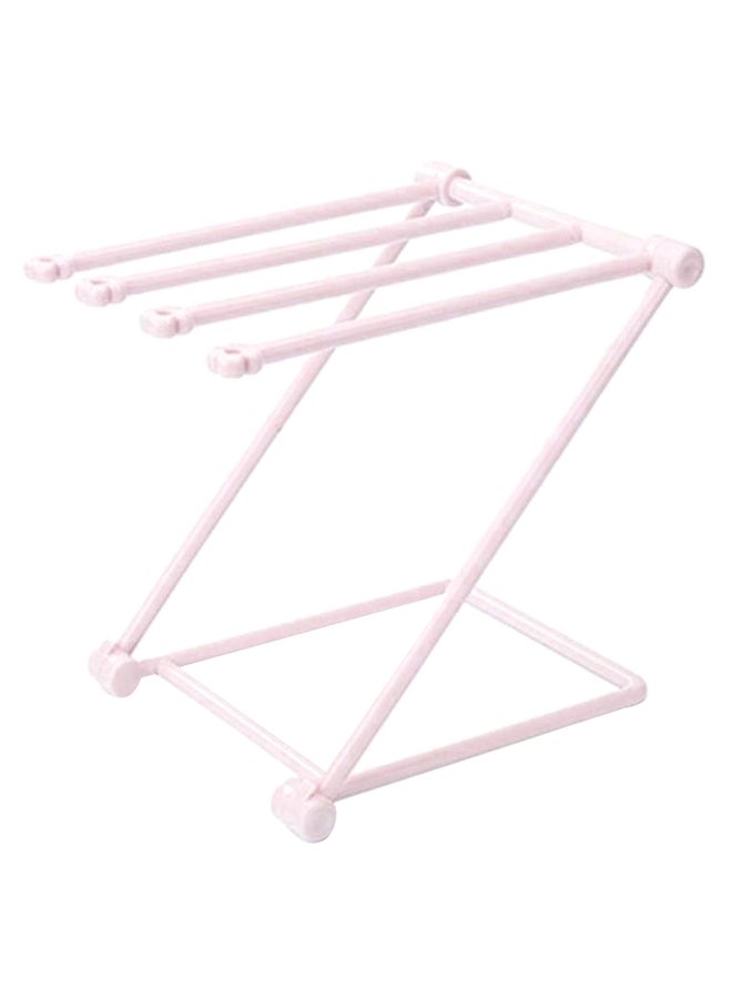 4-Bars Arms Foldable Towel Drying Rack Holder Pink 18.50x3.00x16.00cm