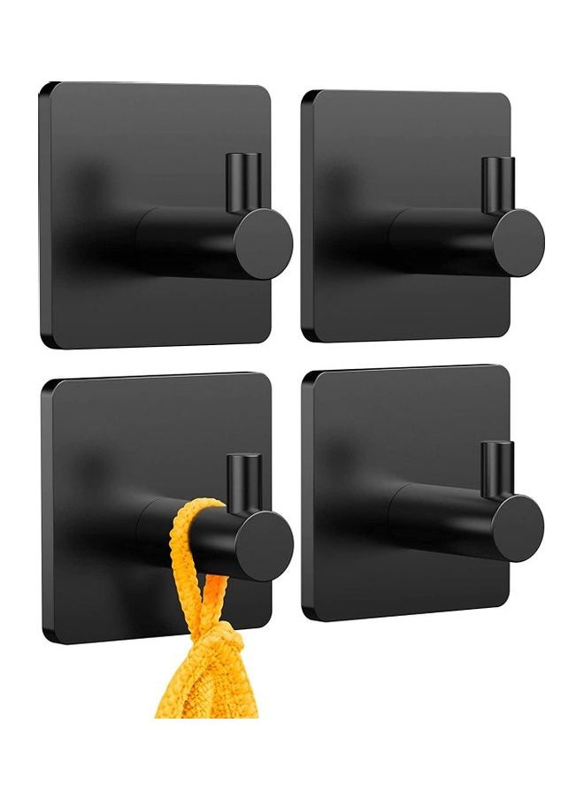 4-Piece Towel Hook Set Black 4.5x4.5x3.4cm