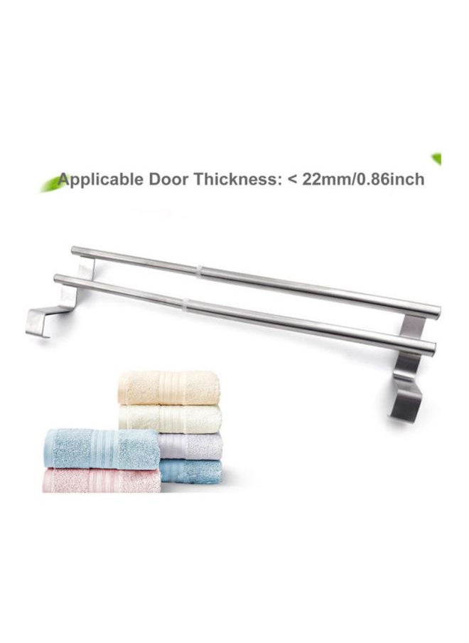 Expandable Double Towel Hanger Silver 26.5x10x10.5cm