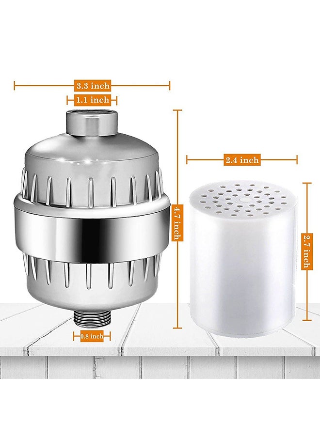 High Output Universal Metal Shower Filter Kit Silver