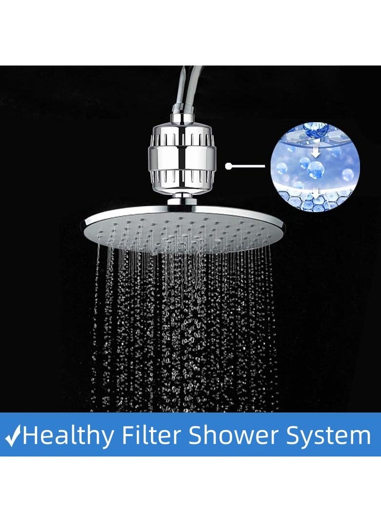 Shower Filter 20 Stage for Hard Water with 3 Cartridges High Output Shower Water Filter to Remove Chlorine, Fluoride and Other Impurities Improves Skin Condition Protects Hair