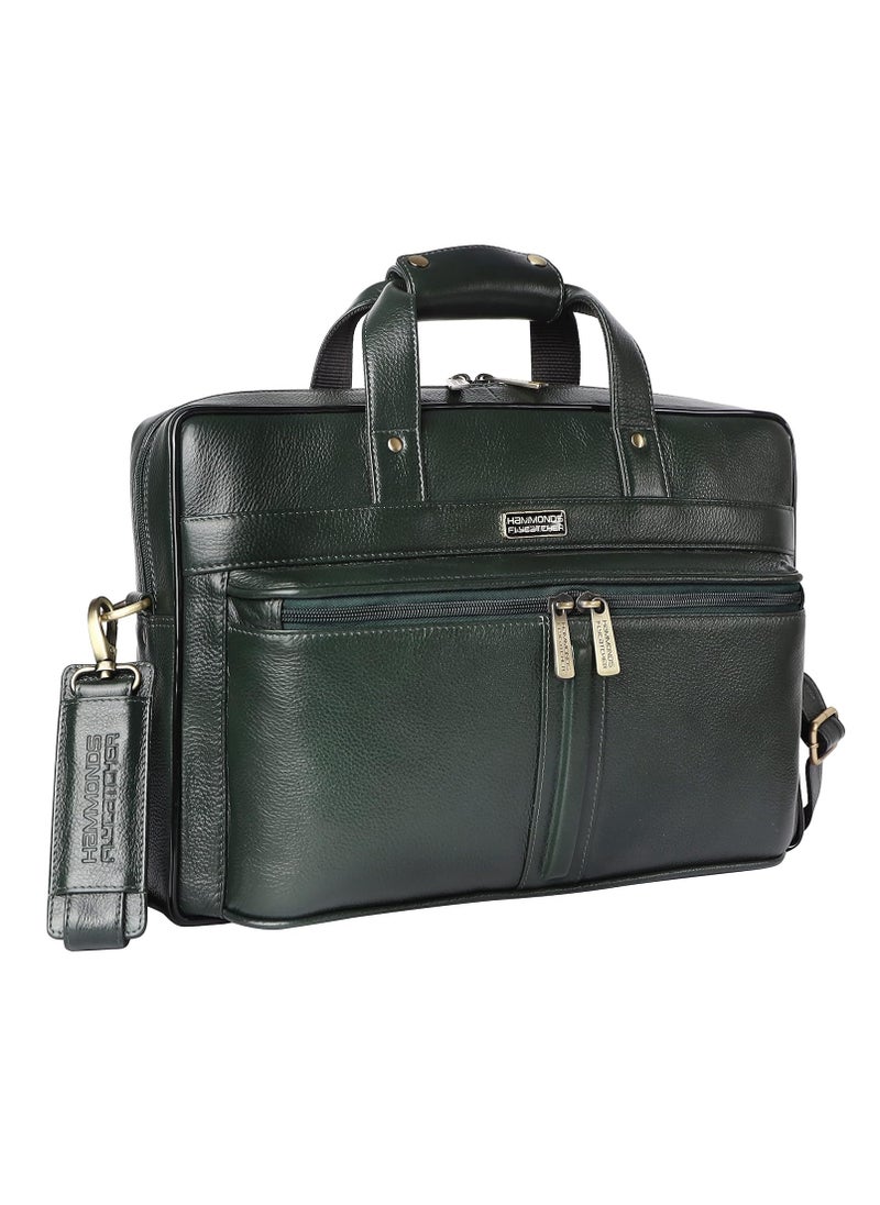 Leather Laptop Bag for Men – Premium Office Bag for Men with Multiple Compartments – Leather Bag for Men – Fits 15.6 Inch Laptop - Green | LB102GRN | NCTP