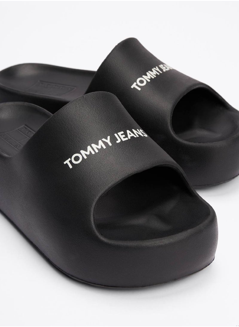 Women's Chunky Pool Slides - EVA, Black