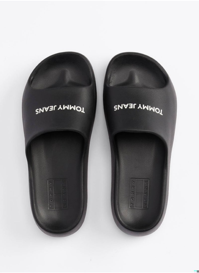 Women's Chunky Pool Slides - EVA, Black