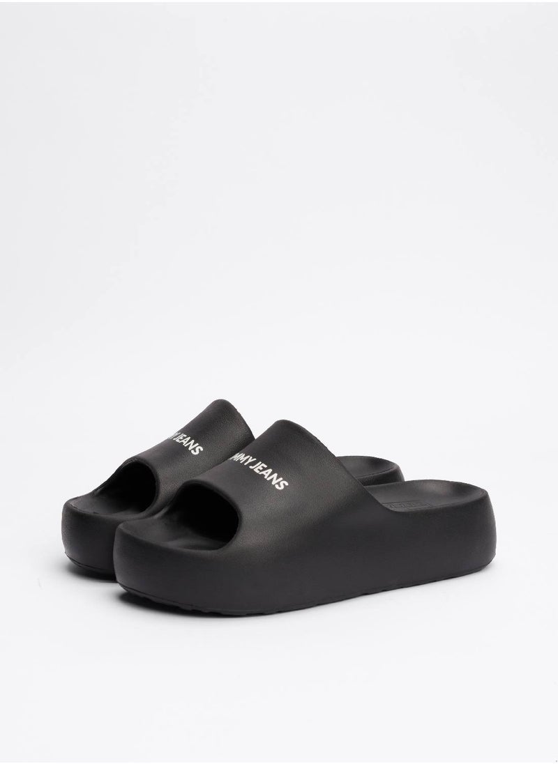 Women's Chunky Pool Slides - EVA, Black