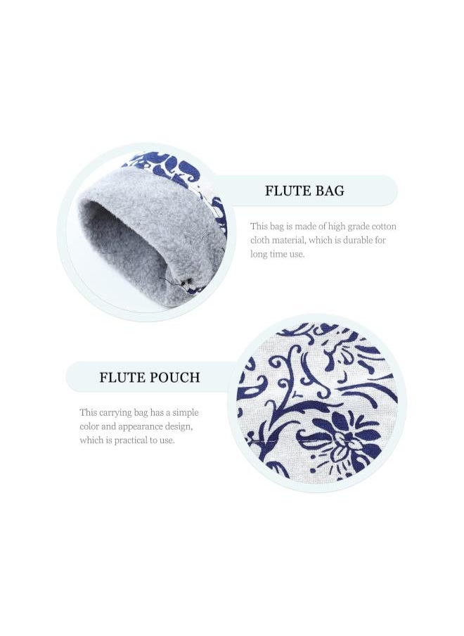 Cloth Flute Bag Flute Storage Pouch Folk Style Flute Bag Flute Woven Bag Musical Instruments Storage Container (White)