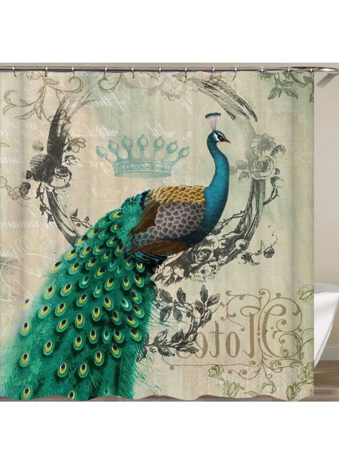 Peacock Printed Shower Curtain Multicolour