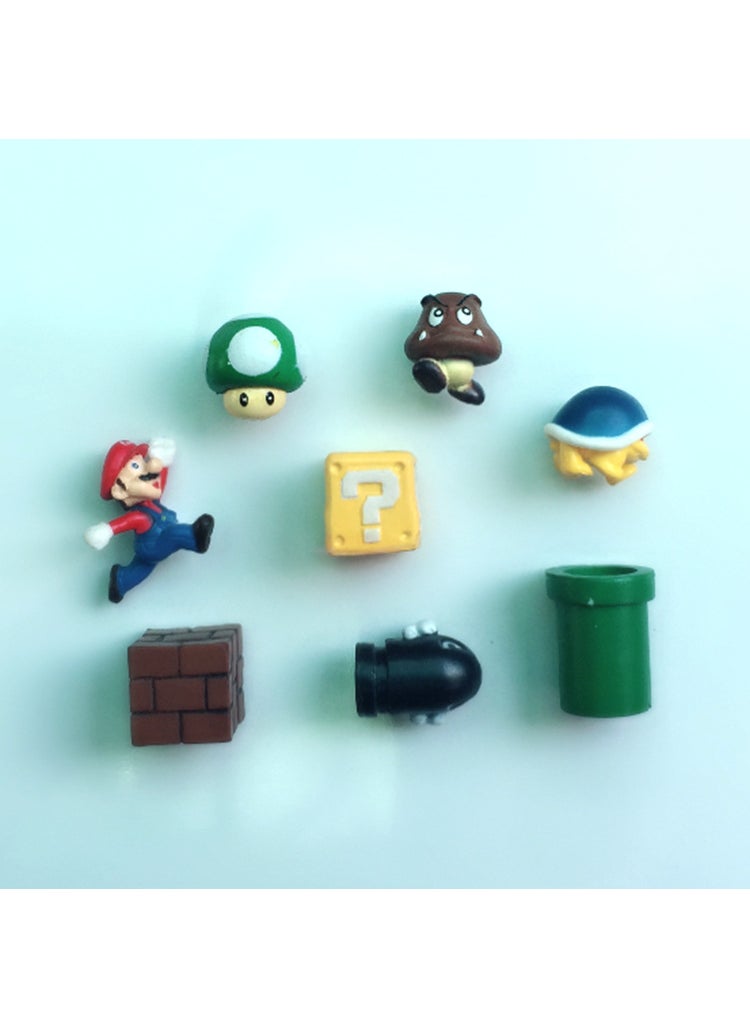 1 x 5 pcs Cartoon Super Mario Fridge Magnet Decorative Educational Message Sticker 8 sets of refrigerator magnets