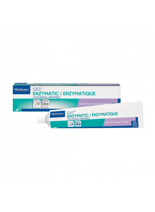 Virbac CET Enzymatic Toothpaste Eliminates Bad Breath by Removing Plaque and Tartar Buildup, Best Pet Dental Care Toothpaste -Beef Flavor, 2.5 Oz Tube (Color Varies)