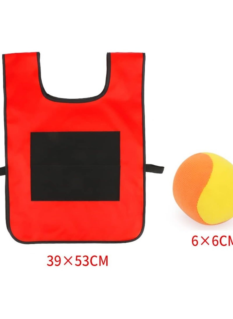 Dodgeball Game Set, 2 Sticky Target Vests with 10 Cotton Balls(Random Color) Throwing Target Game Parent-Child Interaction Playground Games Toy for Indoor Outdoor