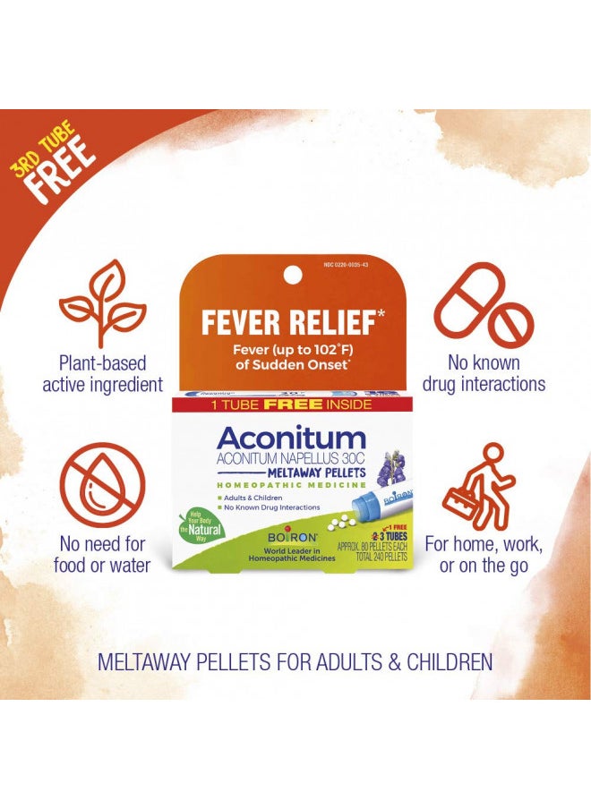 Aconitum Napellus 30C Homeopathic Medicine Relief From Fever Hot And Dry Skin 3 Count 240 Pellets