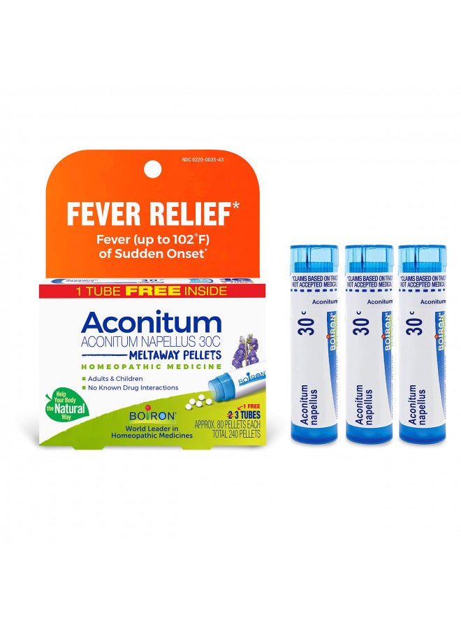 Aconitum Napellus 30C Homeopathic Medicine Relief From Fever Hot And Dry Skin 3 Count 240 Pellets