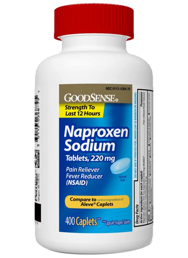 GoodSense Naproxen Sodium Tablets 220 mg, Pain Reliever and Fever Reducer (NSAID), 400 Count