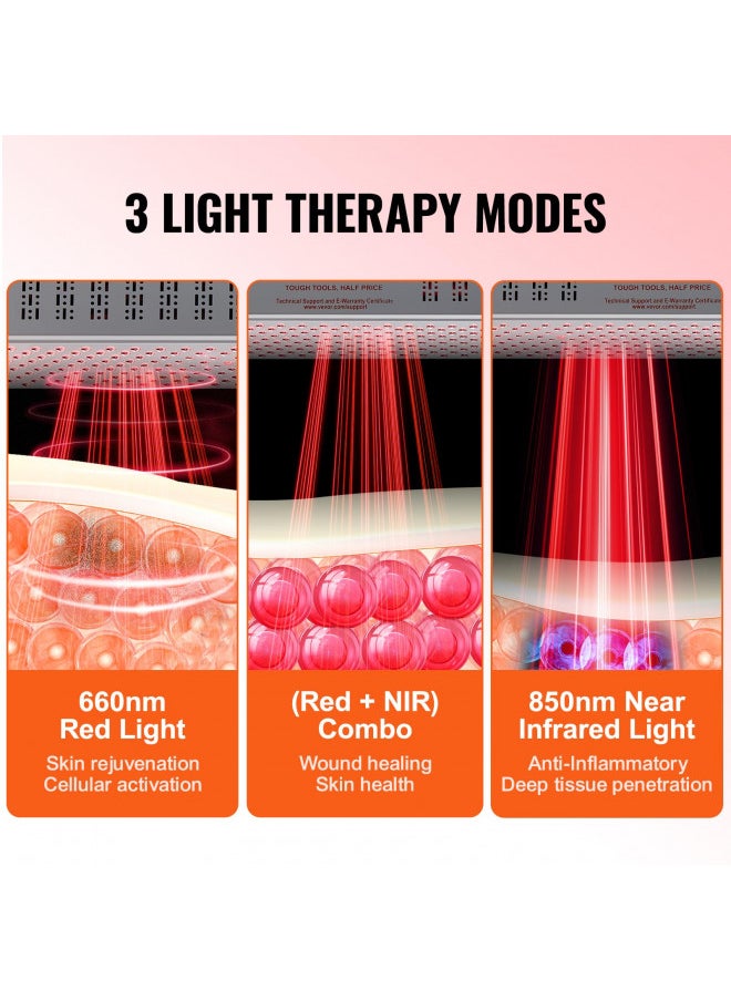 VEVOR Red Light Therapy for Body Face, 60 Dual-Chip LEDs, Red 660nm & Near Infrared 850nm Combo, High Power Red Light Therapy Panel for Recovery, Pain Relief, Wound Healing, Skin Health, 80W